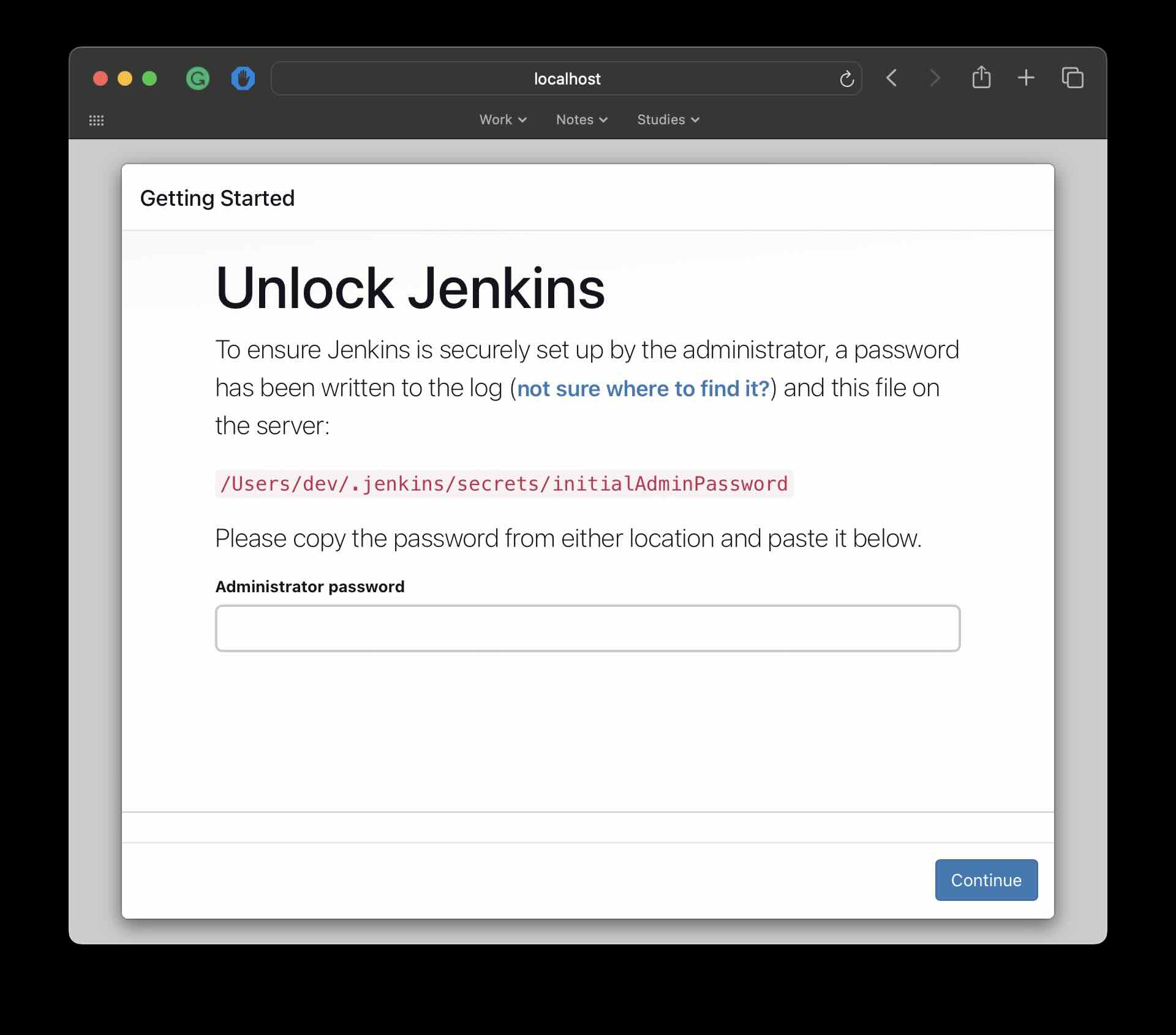 Unlock Jenkins Page
